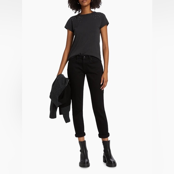 rag & bone Women’s Sz 25 Dre Low-Rise Slim Boyfriend Jeans in Aged Black - Picture 1 of 8